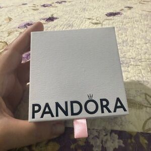 Pandora White Jewelry Box with Pink Ribbon